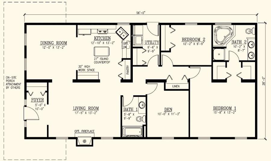 Bainbridge I 1568 Square Foot Ranch Floor Plan